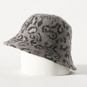 Anthropologie x San Diego Hat Co Pippi Bucket Hat in Gray Leopard O/S adjustable